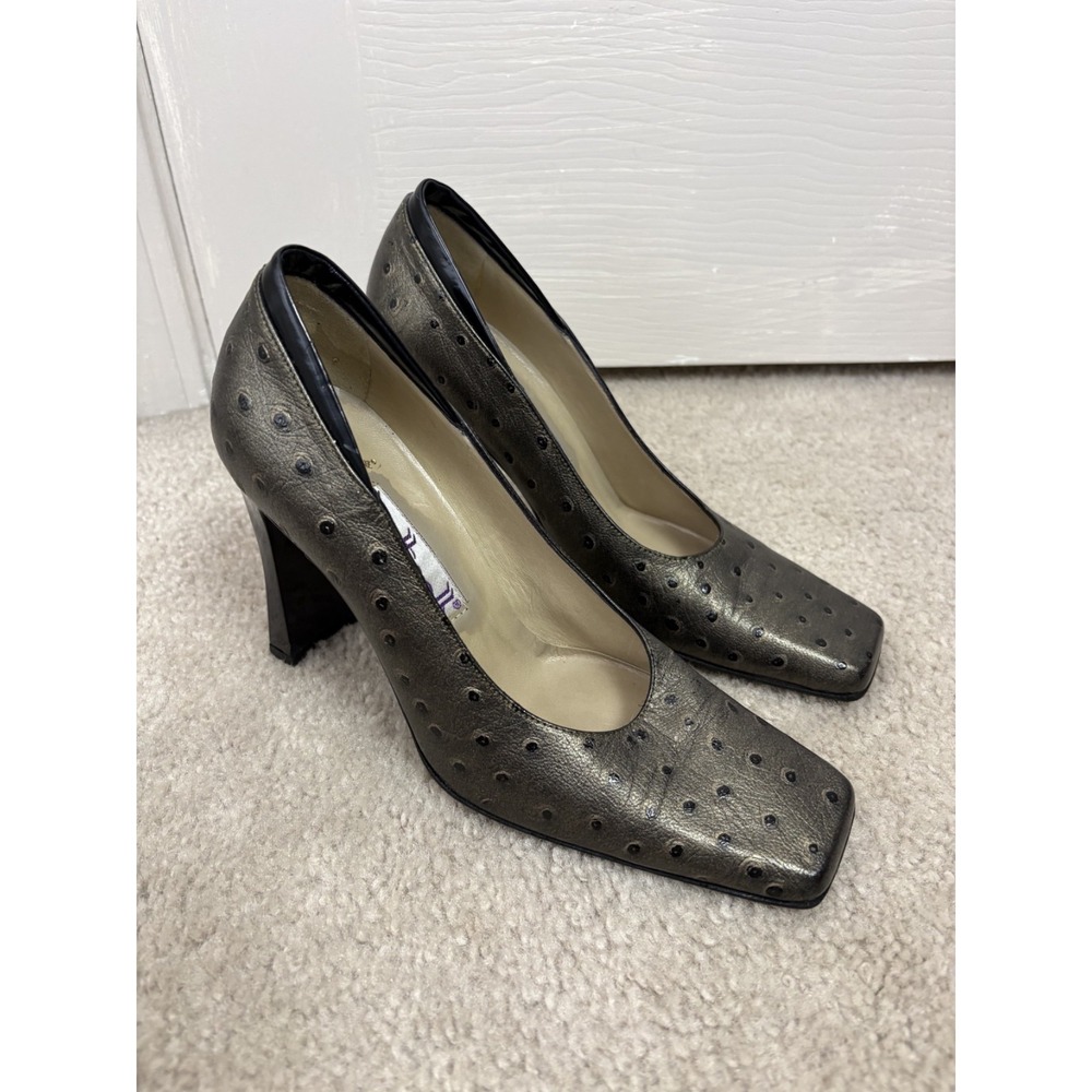 Giorgio Fabiani Botticelli Pumps Women 36 Bronze Excellent Ostrich Square Toe